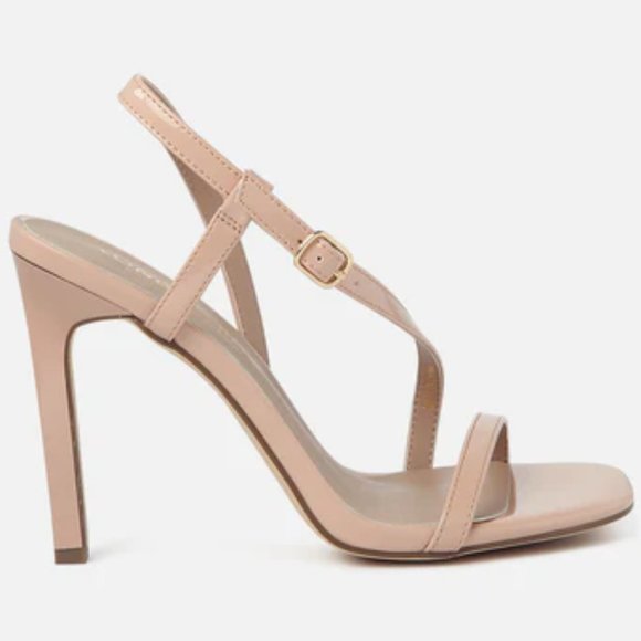 Enzo Angiolini Heels Strappy Ankle Strap Sandals Sandira Nude Leather SZ 9 - Picture 4 of 14